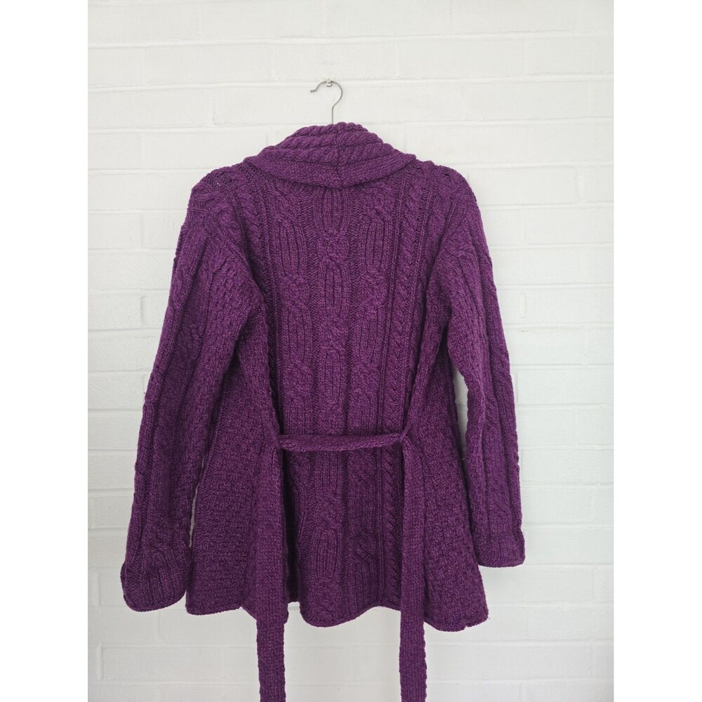 Aran Sweater Market Women's Merino Wool Cardigan Size M Purple Color - Picture 8 of 9